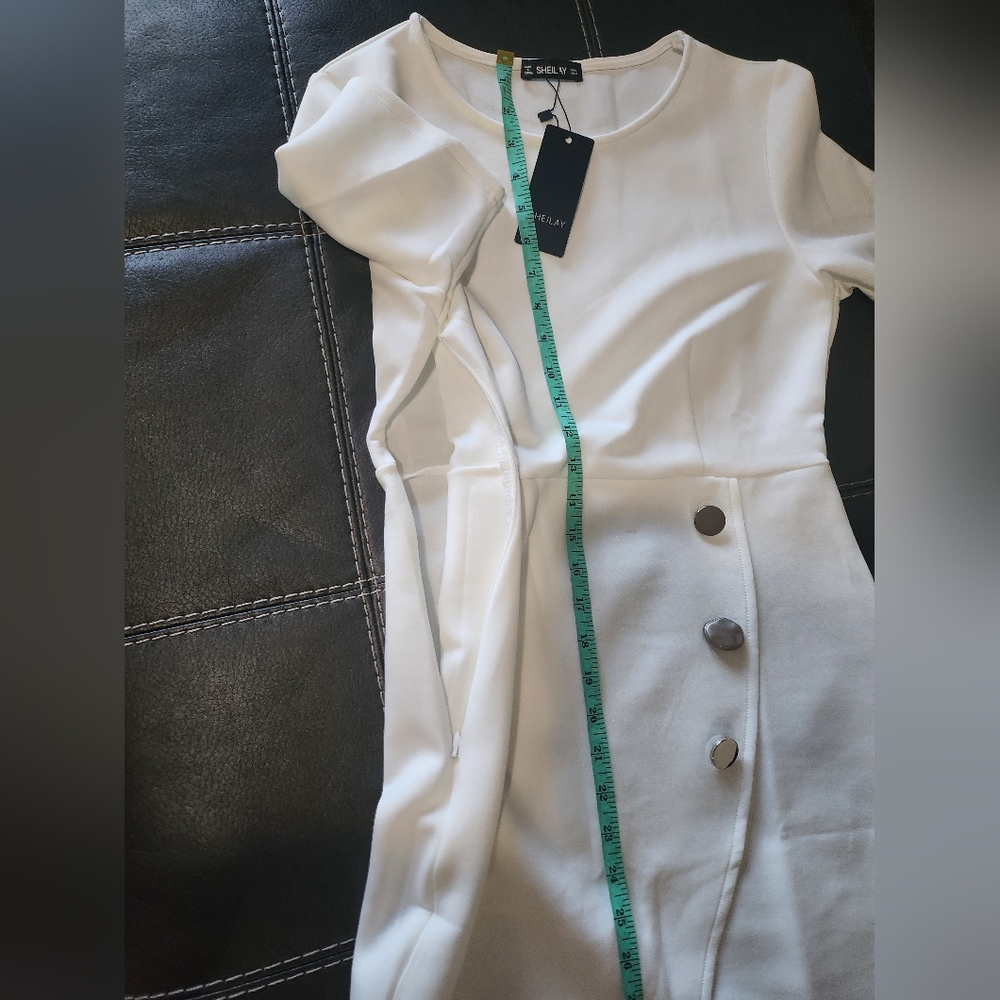 NWT SHEILAY Bodycon White Dress Size Medium - Picture 3 of 4